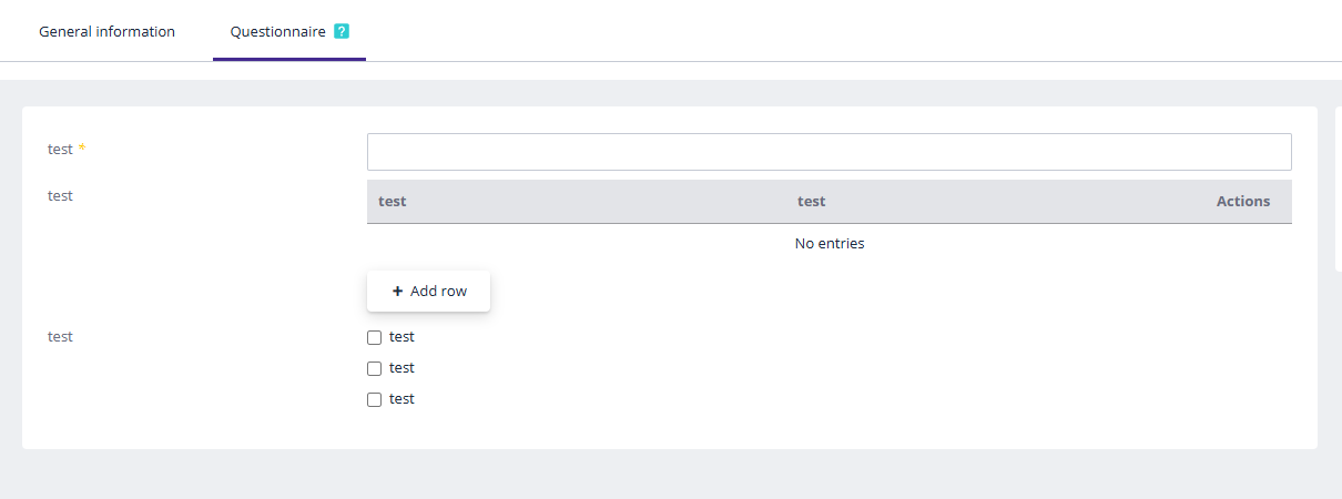 Questionnaire in Certification Application
