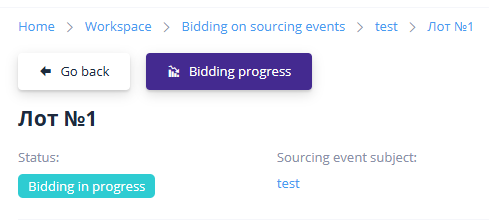 Navigating to the auction progress from the lot page
