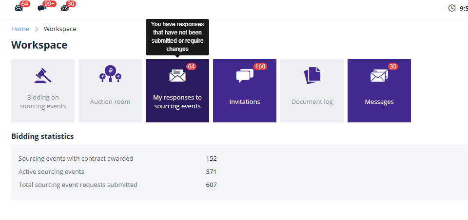 Menu item "Applications for Participation in Procedures"