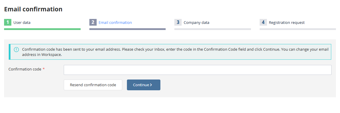 Регистрация - подтверждение электронной почты