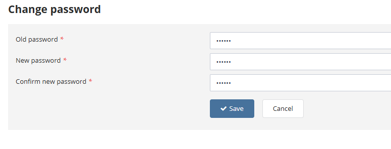 Password Change page