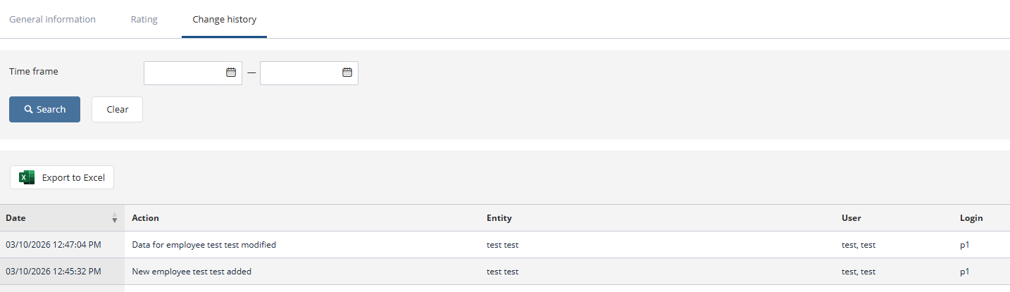 Viewing change history