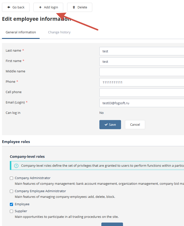 Employee information