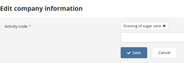 Editing Economic Activity Types and Company Region