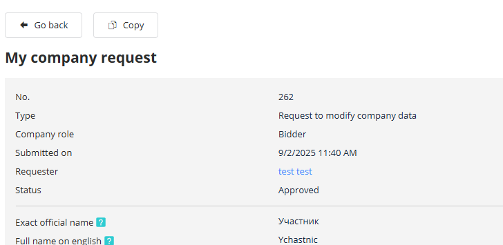 Actions with Organization Request