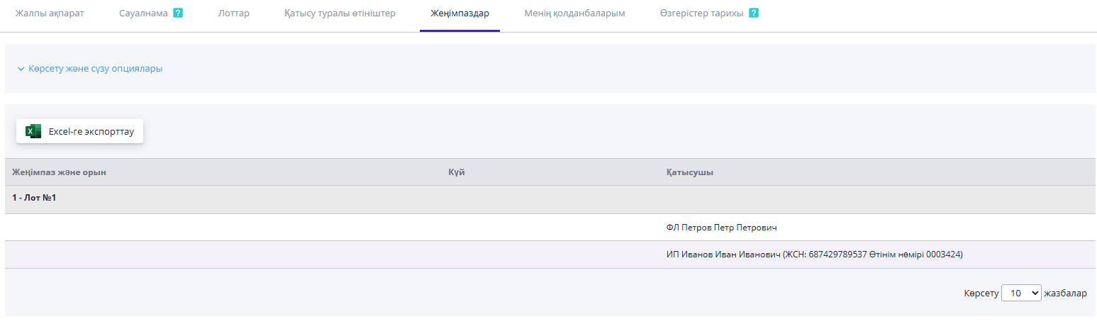Процедура нәтижелері туралы ақпарат