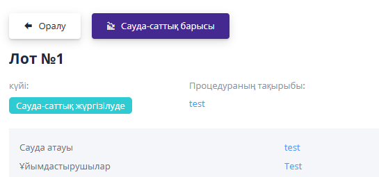 Лот бетінен сауда барысына өту