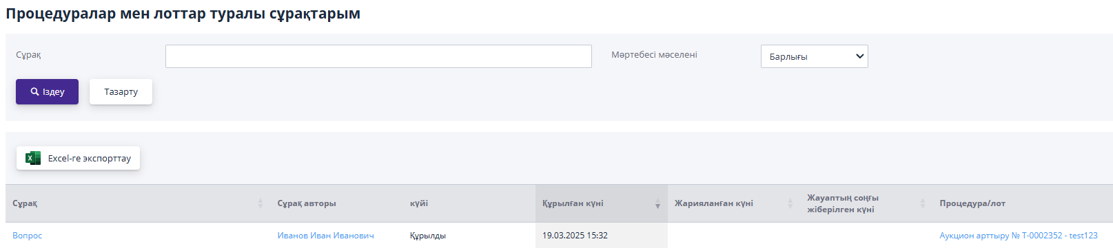 Вопросы по процедурам и лотам